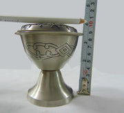 Tall incense Charcoal incense burner in silver-plated steel