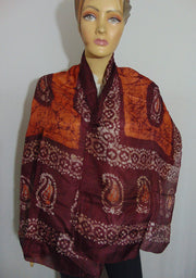 Batik print Silk Long Scarves