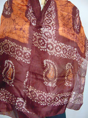 Batik print Silk Long Scarves