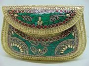 Vintage brass metal mosaic clutch