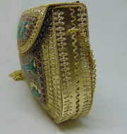 Vintage brass metal mosaic clutch