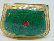 Vintage brass metal mosaic clutch