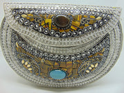 Stone Studded Vintage brass metal mosaic clutch