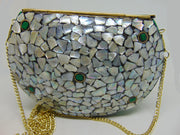 Mother of Pearl stuuded Mosaic Clutch Bag