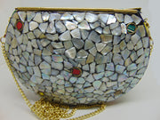 Silver & Multicolor Mosaic Clutch Bag
