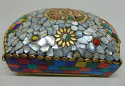 Silver & Multicolor Mosaic Clutch Bag