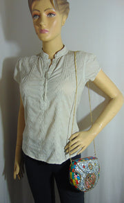 Silver & Multicolor Mosaic Clutch Bag
