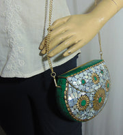 Mother of Pearl stuuded Mosaic Clutch Bag