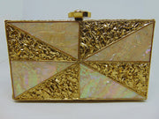 Brass Metal Pearl shell Clutch Purse