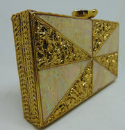 Brass Metal Pearl shell Clutch Purse