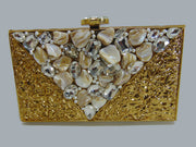 Party Golden Brass Metal Pearl shell Clutch Bags  Purse