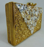 Party Golden Brass Metal Pearl shell Clutch Bags  Purse