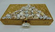 Party Golden Brass Metal Pearl shell Clutch Bags  Purse