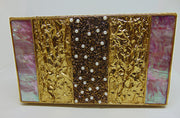 Party Golden Brass Metal Pearl Mop Bags Wristlet Clutch