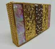 Party Golden Brass Metal Pearl Mop Bags Wristlet Clutch