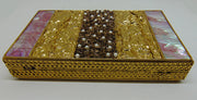 Party Golden Brass Metal Pearl Mop Bags Wristlet Clutch