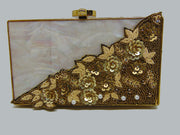 Golden Bead Pearl Mop Wristlet Clutch Bags