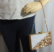 Golden Bead Pearl Mop Wristlet Clutch Bags