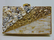 Brass stone Pearl Mop Clutch Bags