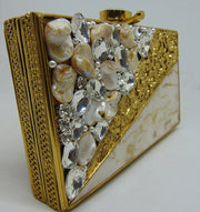 Brass stone Pearl Mop Clutch Bags