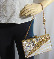 Brass stone Pearl Mop Clutch Bags