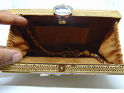 Green abvlone Stone metal Shell MOP clutch