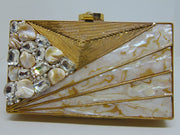Stone Metal MOP Shell Clutch Purse