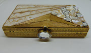 Stone Metal MOP Shell Clutch Purse