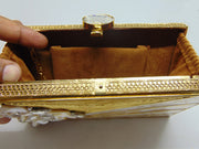 Stone Metal MOP Shell Clutch Purse
