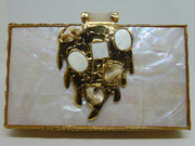 Stone Metal MOP Shell Clutch Purse