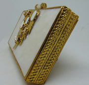 Stone Metal MOP Shell Clutch Purse