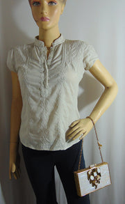 Stone Metal MOP Shell Clutch Purse