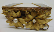 Stone Metal MOP finger ring handle clutch Purse
