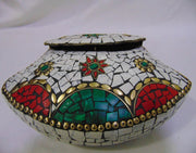 BAG CLUTCH BOX METAL PURSE EVENING HANDBAG WALLET BRIDAL PARTY VINTAGE BAGS GOLD STONE MOSAIC WOMENS CHAIN ETHNIC