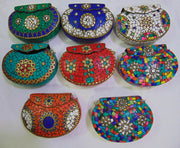 ETHNIC VINTAGE INDIAN MOSAIC METAL BAG CLUTCH BOX METAL PURSE EVENING HANDBAG WALLET