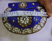 ETHNIC VINTAGE INDIAN MOSAIC METAL BAG CLUTCH BOX METAL PURSE EVENING HANDBAG WALLET