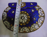 ETHNIC VINTAGE INDIAN MOSAIC METAL BAG CLUTCH BOX METAL PURSE EVENING HANDBAG WALLET