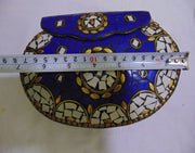 ETHNIC VINTAGE INDIAN MOSAIC METAL BAG CLUTCH BOX METAL PURSE EVENING HANDBAG WALLET