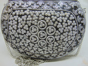 silver color metal decoration stone Clutch Bag