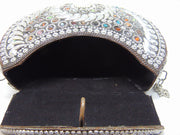 silver color metal decoration stone Clutch Bag