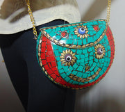 Smiling face Mosaic stone Clutch Bag