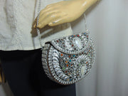 silver color metal decoration stone Clutch Bag
