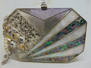 Mop Abalone Metal frame Clutch Purse