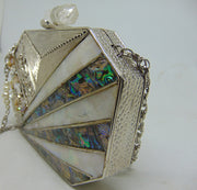 Mop Abalone Metal frame Clutch Purse