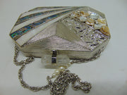 Mop Abalone Metal frame Clutch Purse