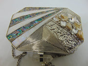 Mop Abalone Metal frame Clutch Purse