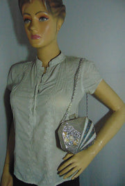 Mop Abalone Metal frame Clutch Purse