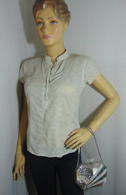 Mop Abalone Metal frame Clutch Purse