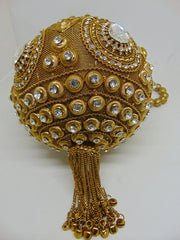 Rhinestone Metal mesh Round Potli Bag for women