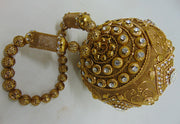 Rhinestone Metal mesh Round Potli Bag for women